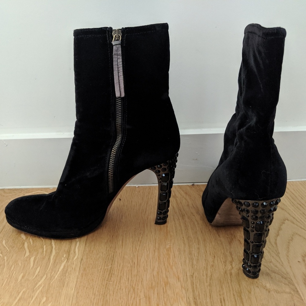 Miu Miu velvet heels with rhinestone